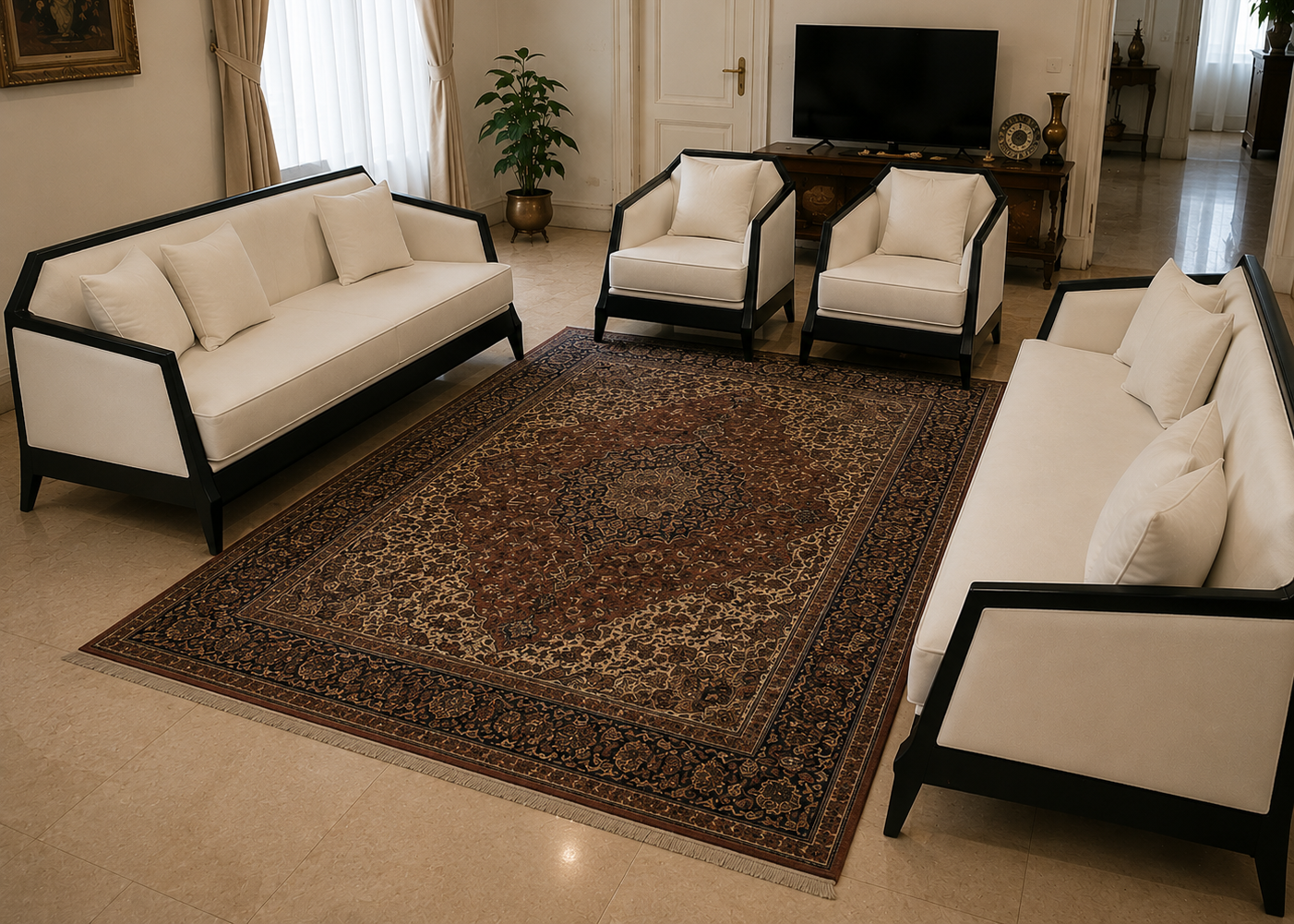 مبل کلاسیک مدل آنیل هشت نفره چوب راش